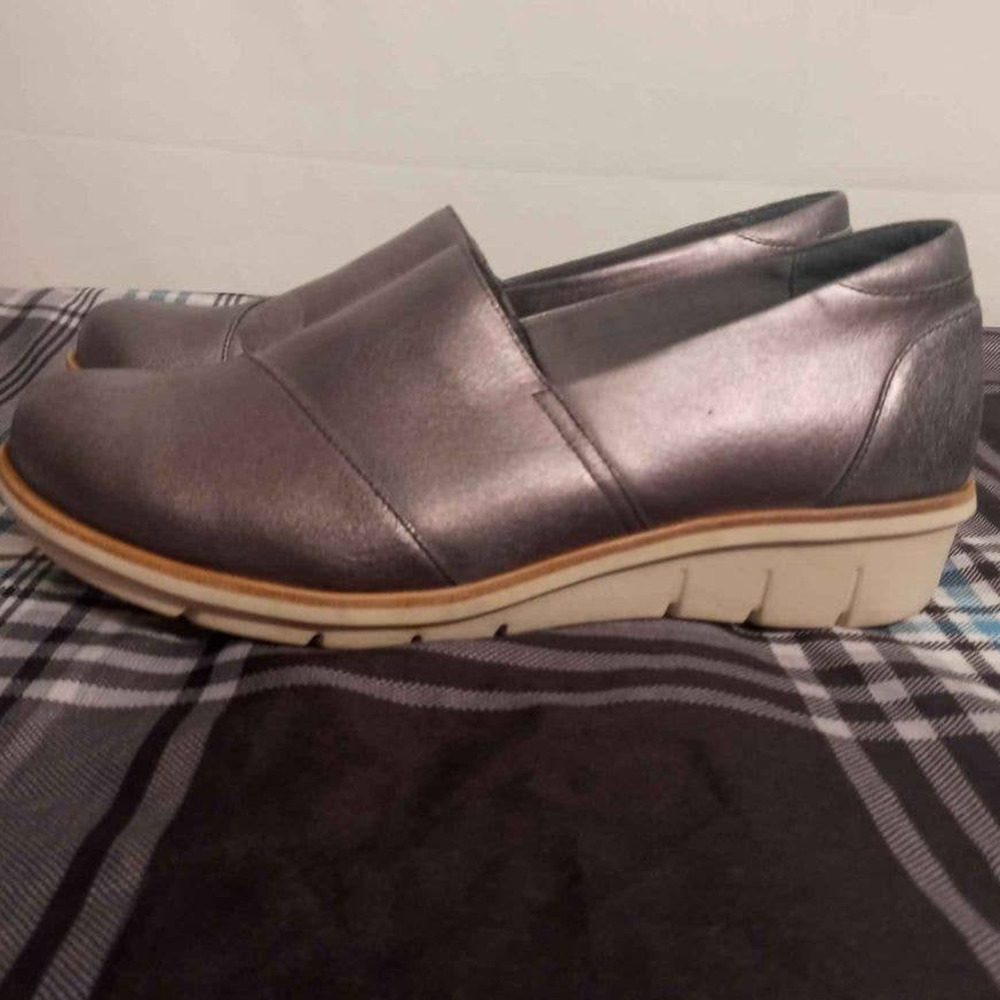 Dansko Charcoal Gray Leather Slip-On Loafers - Picture 3 of 9